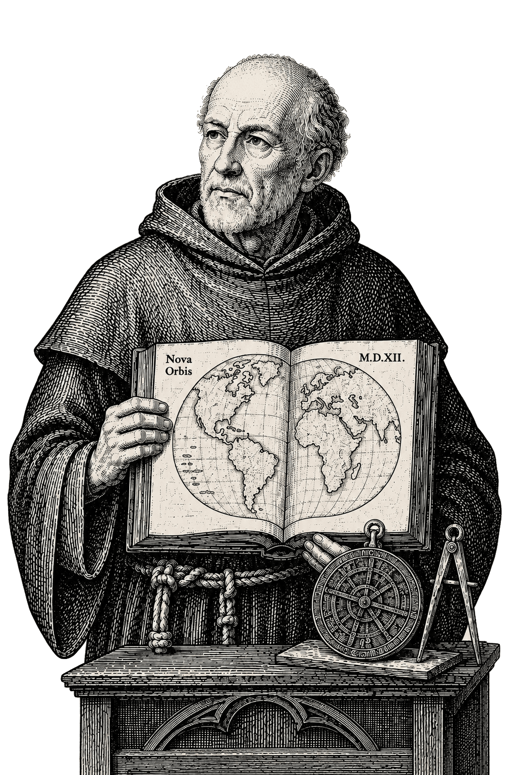 Jan ze Stobnicy, Polish scholar and geographer — a 16th-century-style woodcut engraving; an imagined likeness.