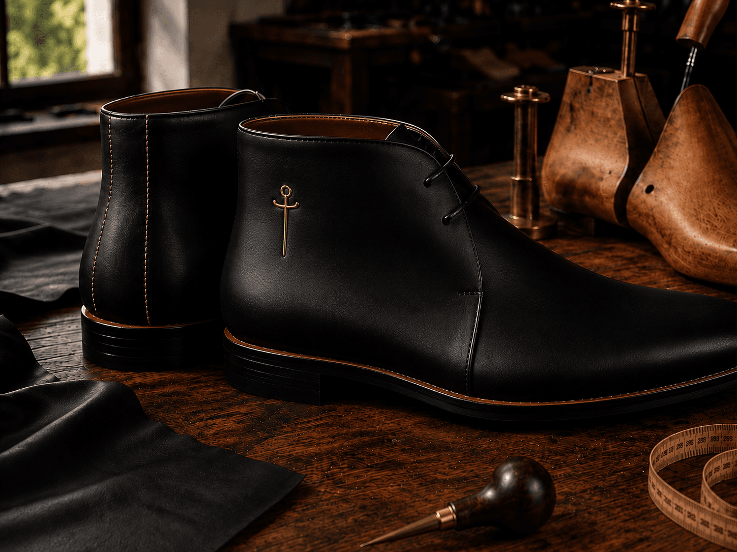 The Last Chukka — Toe and facing — black calf.